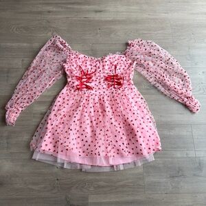 EUC Sugar Thrillz Pink Heart Patterned babydoll mini Dress